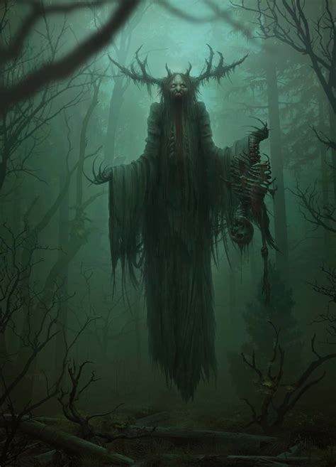 Witch enchanting the woods